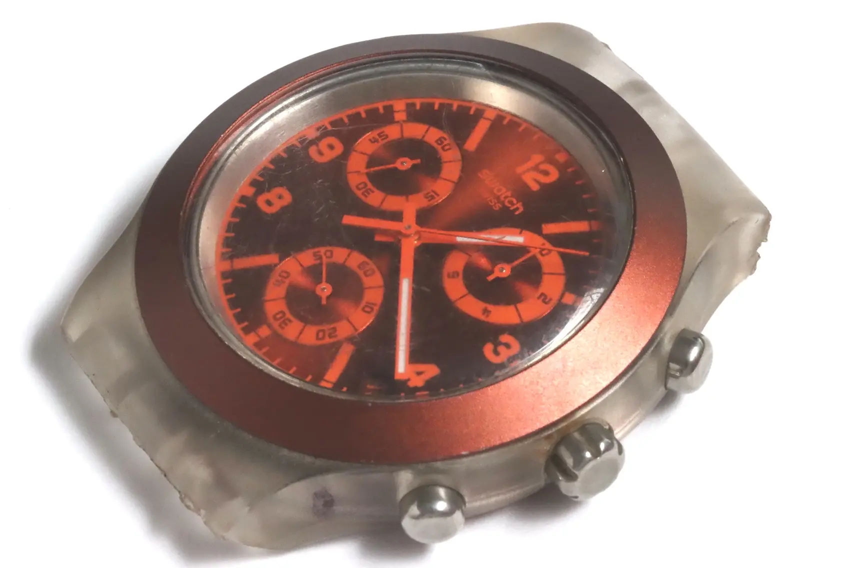 Swatch Irony chronograph watch found as is with broken case