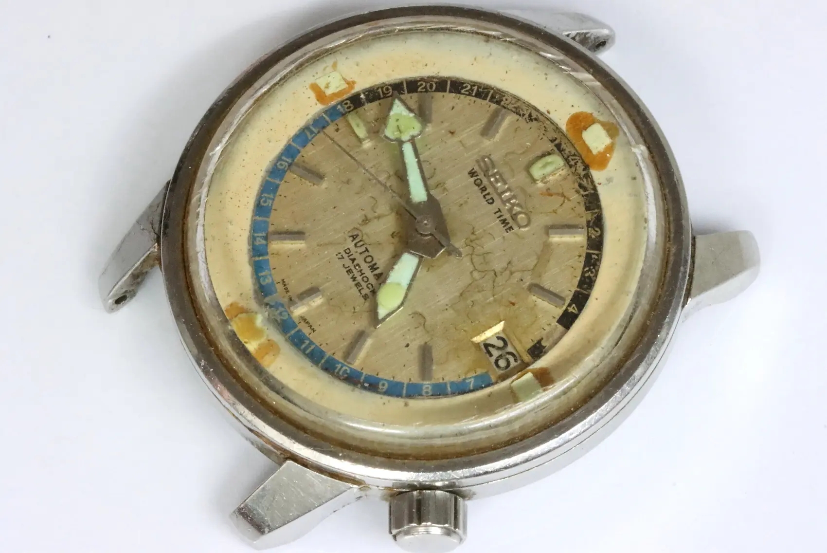 Seiko 6217-7000 world time defective watch in poor condition